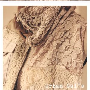 Handmade with Antique Lace & Crochet scarf !!!!